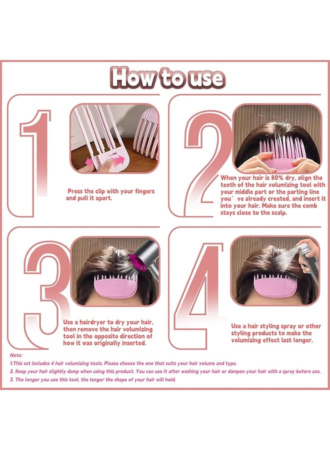 Lemon 4PCS Hair Volume Clip, Volumizing Hair Comb Root Clips for Curly, Volume Clips for Roots at the Top, Root Lifting Fluffy Comb Clip Volumizer Tool (Pink  - Image 3