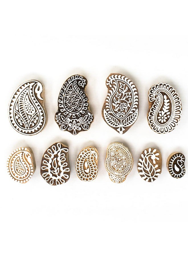 Hashcart Hashcart Wooden Indian Traditional Design Printing Stamps/Blocks for Printing Saree Border/Dresses/Craft Card Making/Scrapbook/Clay Pottery (Set of 10)  - Image 2