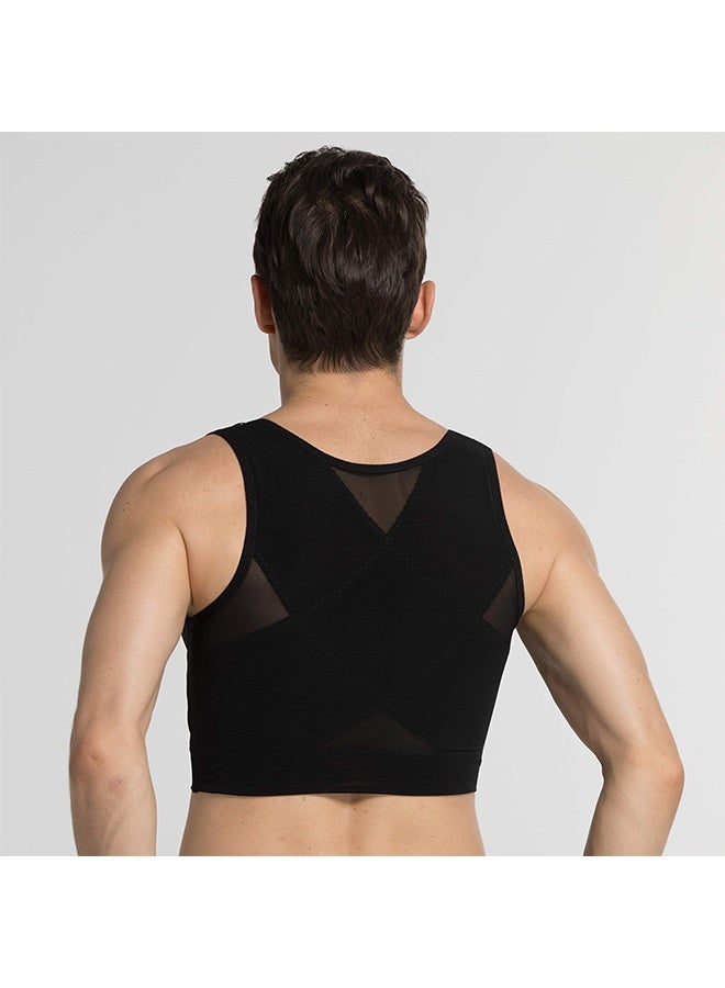 Peachjoy Men's Shaper Flat 3 Rows Clasp Bust Corset Vests(XL) - Image 1