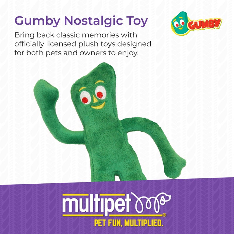Multipet Gumby Dog Plush Toy - Squeaky Toy for All Dogs - Extra Soft Plush w/ Flexible Legs & Arms - Stuffed Animal for Cuddling & Playing - Cute Dog Pet Toy (9", Green) - Image 2