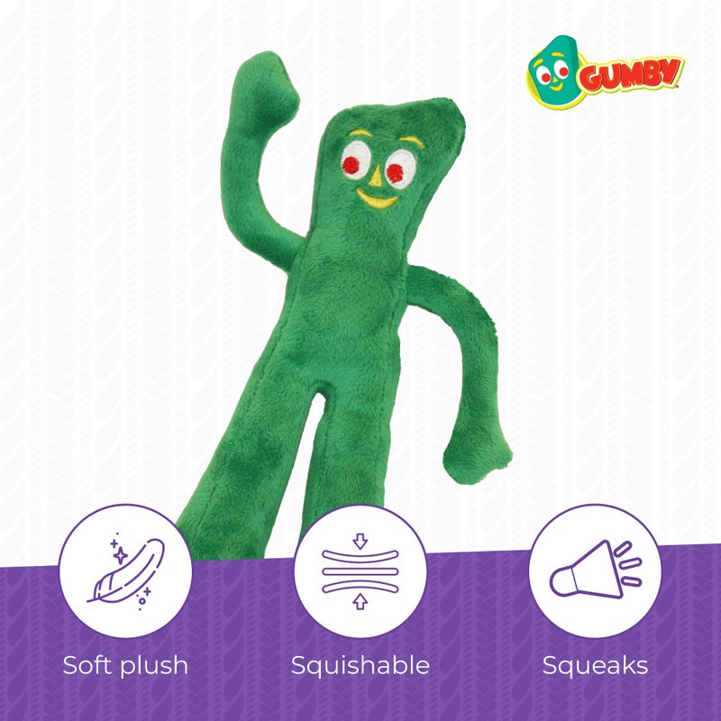 Multipet Gumby Dog Plush Toy - Squeaky Toy for All Dogs - Extra Soft Plush w/ Flexible Legs & Arms - Stuffed Animal for Cuddling & Playing - Cute Dog Pet Toy (9", Green) - Image 3