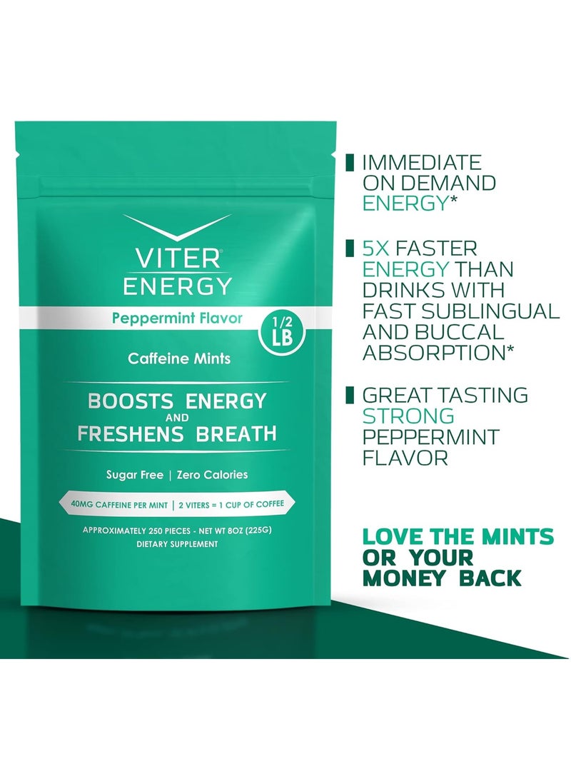 Viter Energy نعناع يحتوي على الكافيين 40 ملغ كافيين، فيتامينات ب، خالي من السكر. (نعناع فلفلي، 8 أونصات، كيس بالجملة) - Image 4