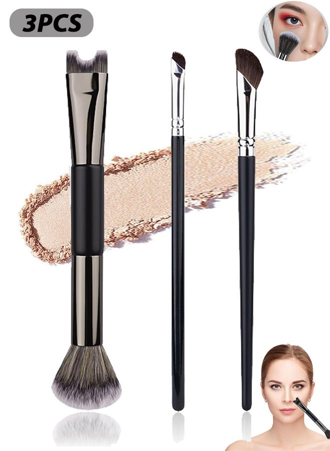 إم إكس إن 3 قطع فرش محيطية بالأنف، فرشاة على شكل حرف U من نوع 2 في -1 وفرشاة رقيقة، مجموعة فرشاة محيطية لنحت وتحديد الأنف (أسود) - Image 1