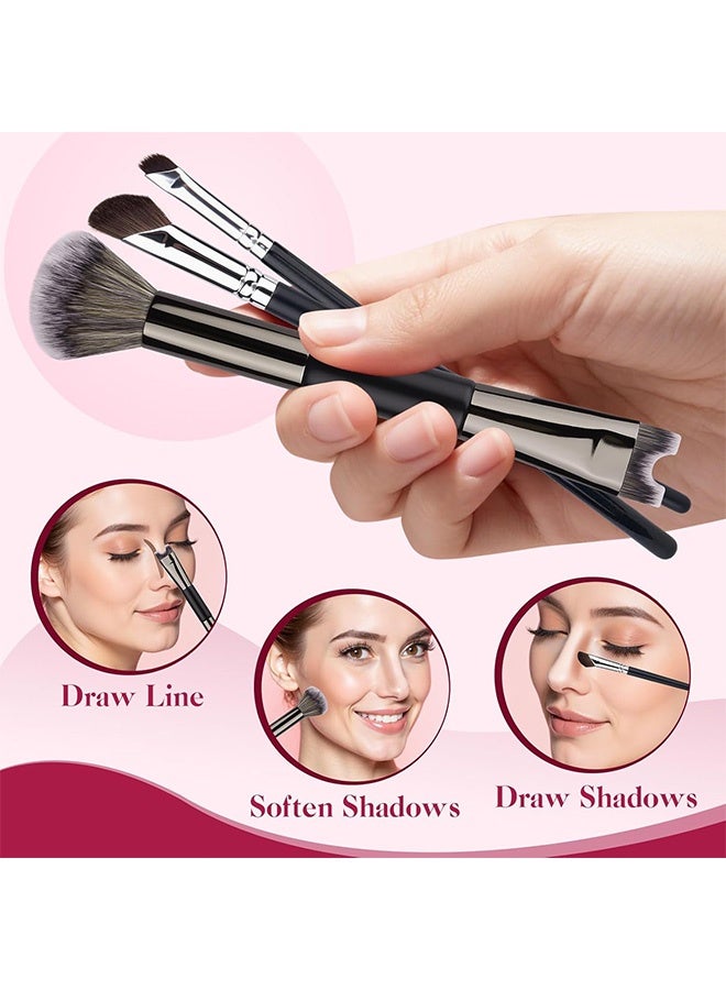 إم إكس إن 3 قطع فرش محيطية بالأنف، فرشاة على شكل حرف U من نوع 2 في -1 وفرشاة رقيقة، مجموعة فرشاة محيطية لنحت وتحديد الأنف (أسود) - Image 3