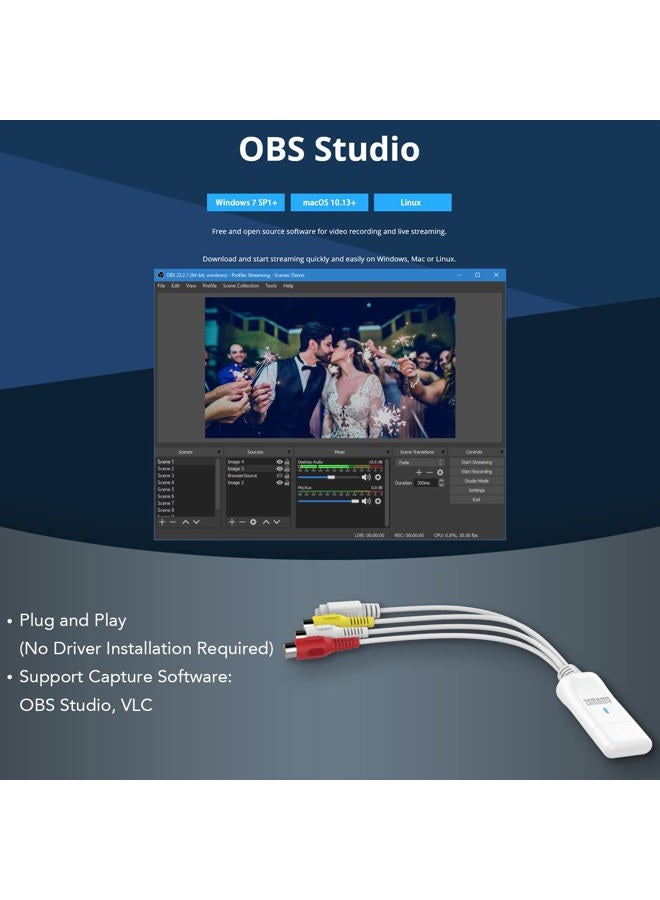 August Video Capture Card USB - VGB300 - Transfer VHS Hi8 8mm Tapes to PC or Mac Composite In or S-Video for Camcorders and Video Recorder VCR/Capture for Xbox 360 and PS3 Gameplay - Image 4