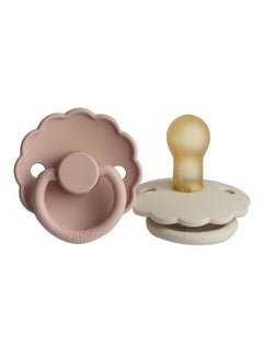 FRIGG Daisy Latex Baby Pacifier, 0-6 Months, Pack of 2, Size 1 - Blush/Cream  - Image 1
