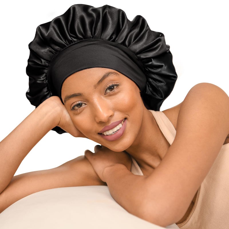 YANIBEST Silk Bonnet for Sleeping Women, Double Layer Hair Satin Bonnets with Elastic Band, Sleep Cap Curly Natural Hair - Image 1