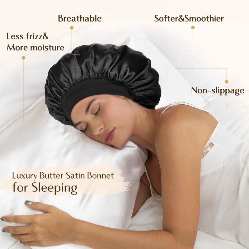 YANIBEST Silk Bonnet for Sleeping Women, Double Layer Hair Satin Bonnets with Elastic Band, Sleep Cap Curly Natural Hair - Image 3