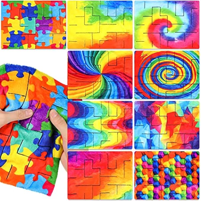 Youyole 9 Pieces Marble Maze Mat Bulk, Sensory Fidget Stress Relief Toys Tactile Sensory Mat Stress Anxiety Relief Calming Toys Flannel Autism Sensory Toys for Kids Adults with Autism ADHD (Rainbow) - Image 1