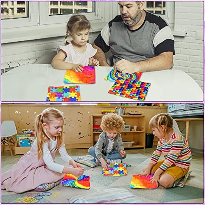 Youyole 9 Pieces Marble Maze Mat Bulk, Sensory Fidget Stress Relief Toys Tactile Sensory Mat Stress Anxiety Relief Calming Toys Flannel Autism Sensory Toys for Kids Adults with Autism ADHD (Rainbow) - Image 5