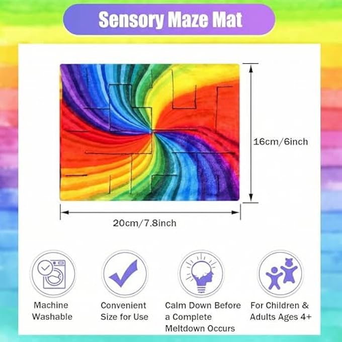 Youyole 9 Pieces Marble Maze Mat Bulk, Sensory Fidget Stress Relief Toys Tactile Sensory Mat Stress Anxiety Relief Calming Toys Flannel Autism Sensory Toys for Kids Adults with Autism ADHD (Rainbow) - Image 2