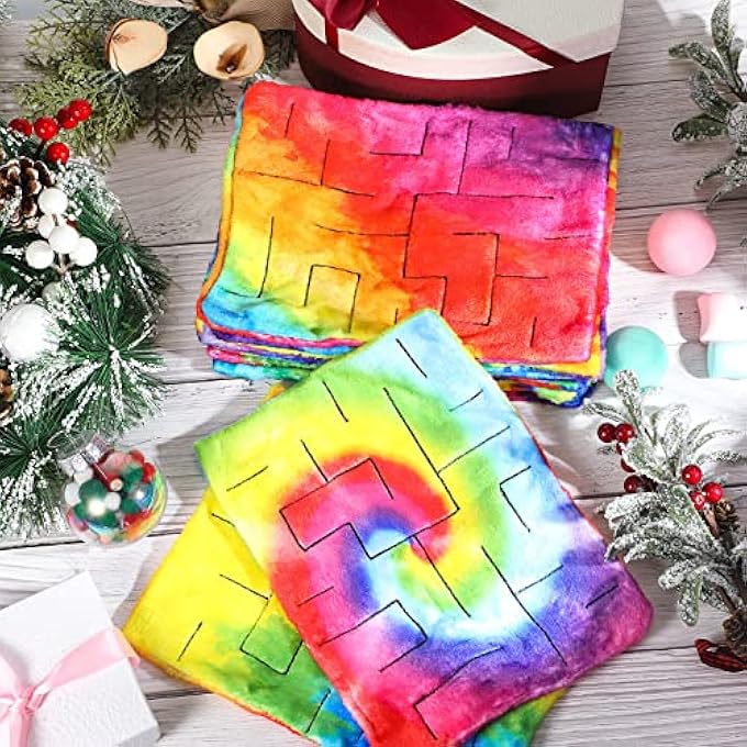 Youyole 9 Pieces Marble Maze Mat Bulk, Sensory Fidget Stress Relief Toys Tactile Sensory Mat Stress Anxiety Relief Calming Toys Flannel Autism Sensory Toys for Kids Adults with Autism ADHD (Rainbow) - Image 3
