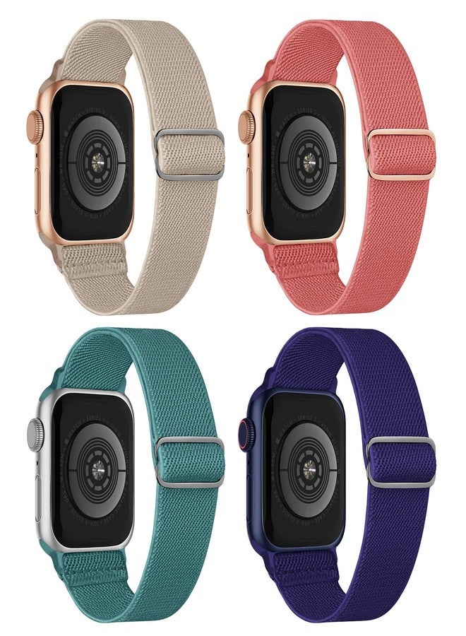 CCnutri 4 Pack Stretchy Nylon Solo Loop Bands Compatible with Apple Watch Band 38mm 40mm 41mm 42mm 44mm 45mm 46mm 49mm, Sport Elastic Wristband Women Men Strap for iWatch Series 11 10 9 8 7 6 5 4 3 SE Ultra - Image 1