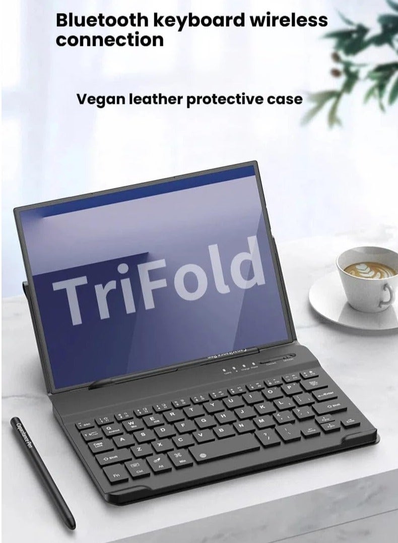 Compatible with Samsung Galaxy Z TriFold Keyboard,Portable Mini Bluetooth Magnetic Keyboard with Leather Stand Case and Pen For Z TriFold - Image 2