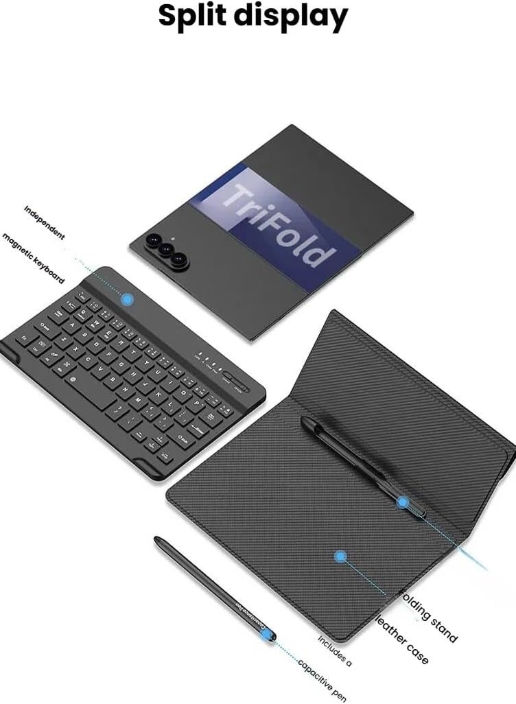 Compatible with Samsung Galaxy Z TriFold Keyboard,Portable Mini Bluetooth Magnetic Keyboard with Leather Stand Case and Pen For Z TriFold - Image 5