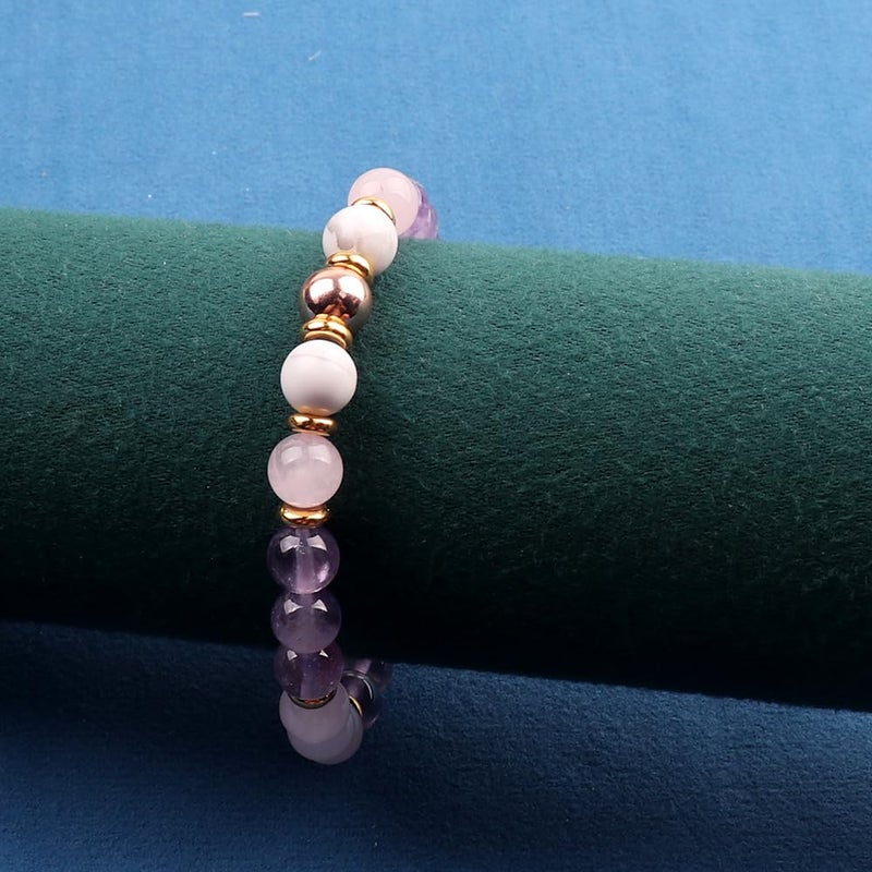 KSQS Healing Stone Bead Bracelet for Women, Natural Gemstones Balance Protection Bracelet, Spiritual Crystal Beads Bracelet Anxiety Relief with Meaning Card(#42) - Image 4
