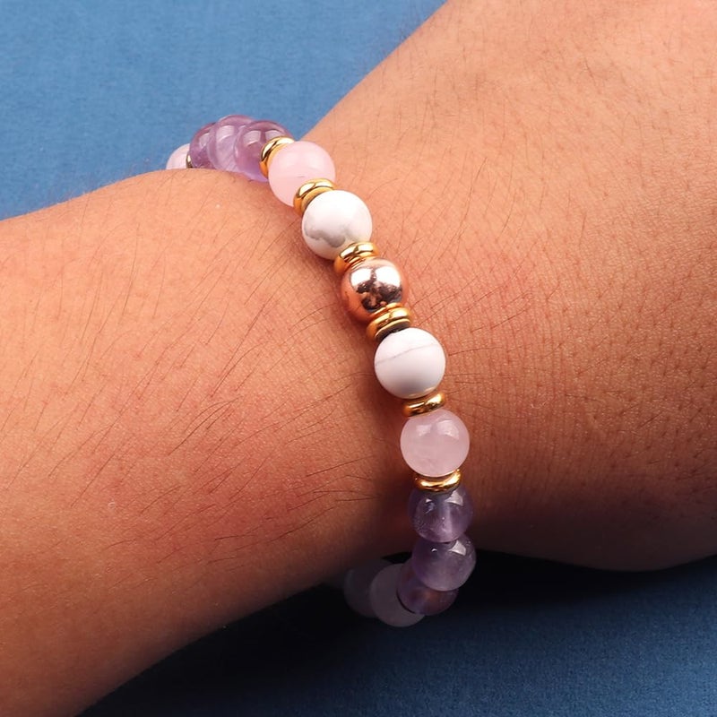 KSQS Healing Stone Bead Bracelet for Women, Natural Gemstones Balance Protection Bracelet, Spiritual Crystal Beads Bracelet Anxiety Relief with Meaning Card(#42) - Image 5