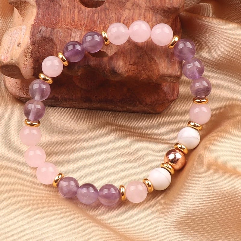 KSQS Healing Stone Bead Bracelet for Women, Natural Gemstones Balance Protection Bracelet, Spiritual Crystal Beads Bracelet Anxiety Relief with Meaning Card(#42) - Image 3