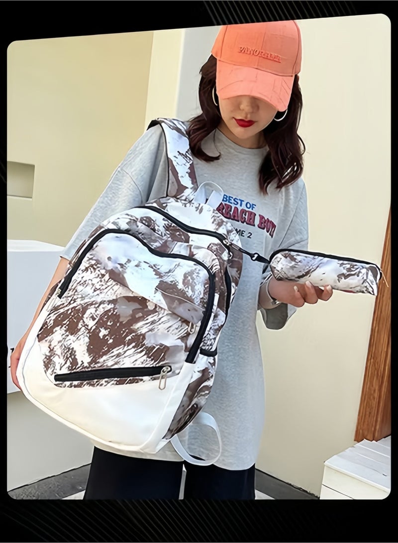Halamodo 3 PCS Printed Backpack,Compatible with 16 Inch Computer, Breatheable Wear Resistant Lightweight Nylon Laptop Bag with Crossbody Bag and Pencil Case - Image 2