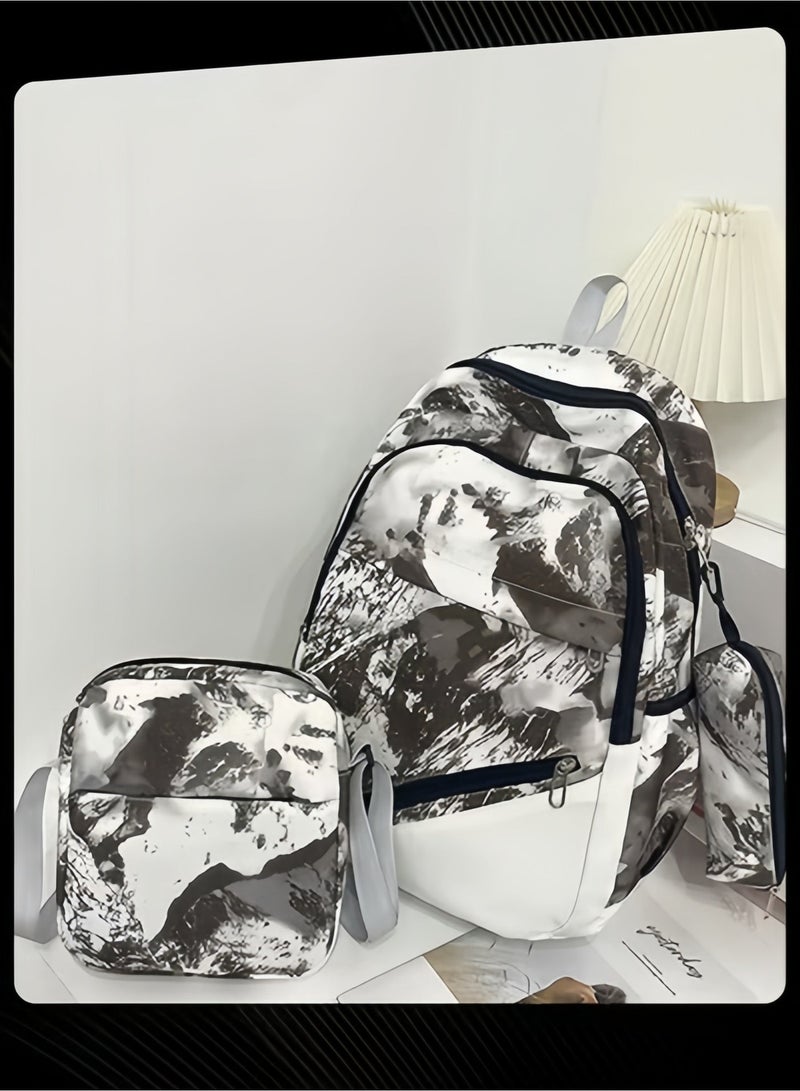 Halamodo 3 PCS Printed Backpack,Compatible with 16 Inch Computer, Breatheable Wear Resistant Lightweight Nylon Laptop Bag with Crossbody Bag and Pencil Case - Image 4