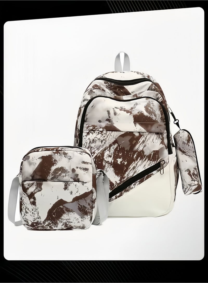 Halamodo 3 PCS Printed Backpack,Compatible with 16 Inch Computer, Breatheable Wear Resistant Lightweight Nylon Laptop Bag with Crossbody Bag and Pencil Case - Image 1