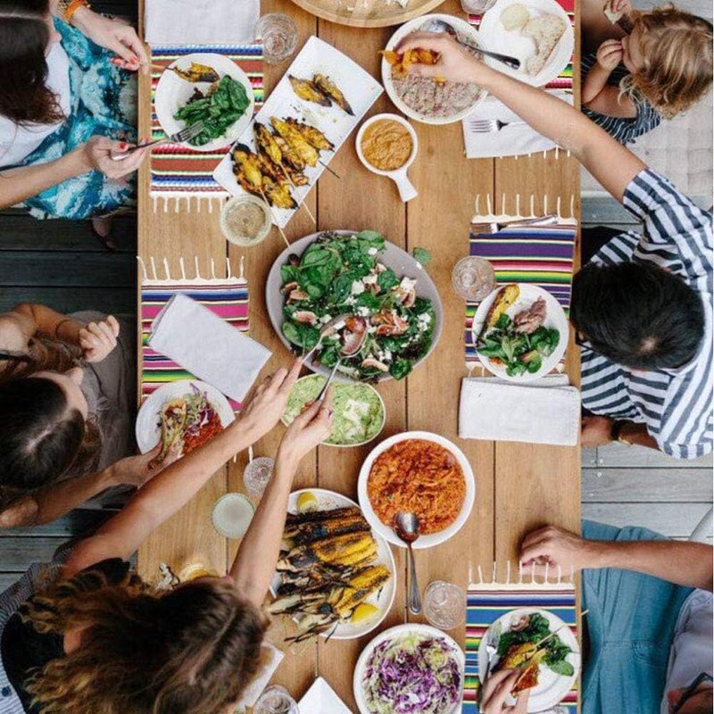 Fowecelt Mexican Serape Placemats for Mexican Party Wedding Decor Outdoor Dining Kitchen Table Fringe Cotton Handwoven Table Place Mats 19  13 Inch Set of 6 MultiColor - Image 4