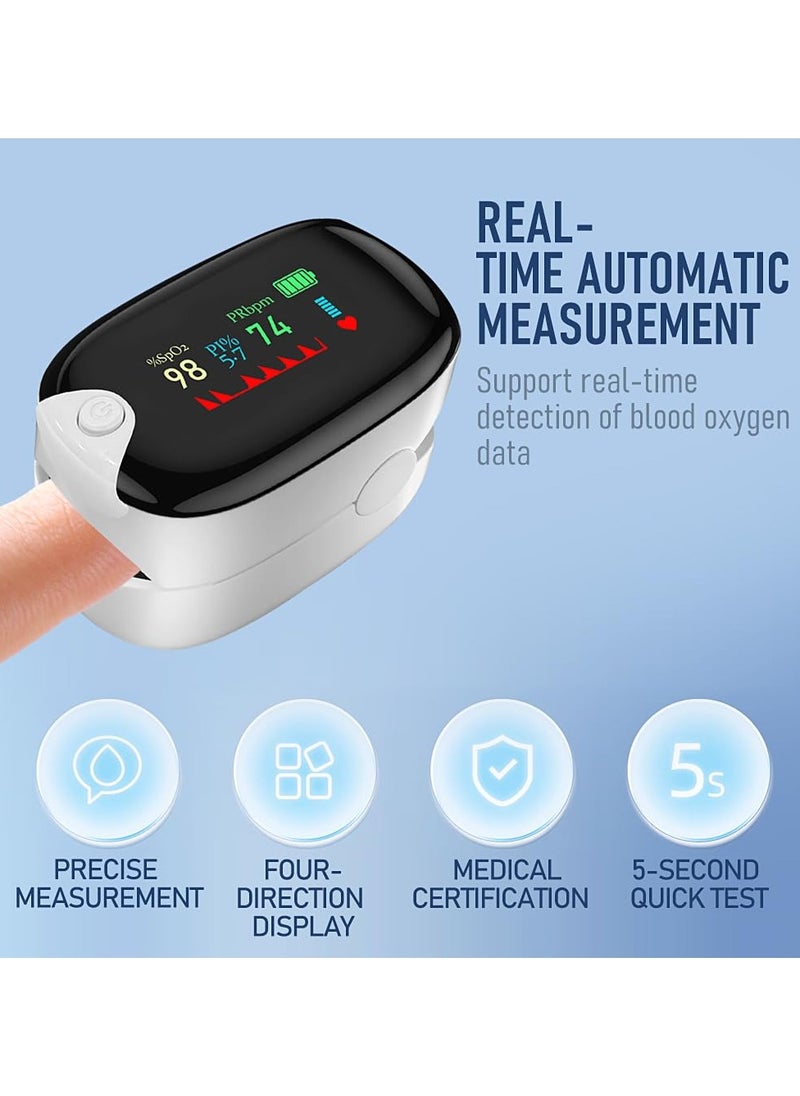Generic OLED Finger Pulse Oximeter, Portable Finger-Clip Heart Rate Monitor Fingertip Oxygen Saturation Monitoring,White  - Image 2