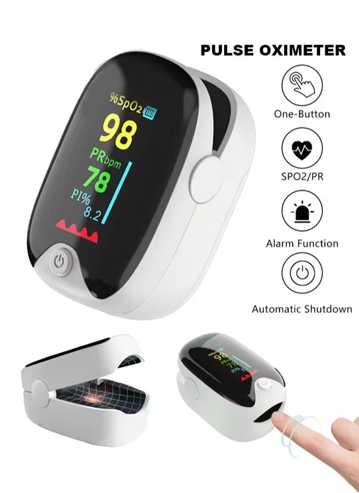 Generic OLED Finger Pulse Oximeter, Portable Finger-Clip Heart Rate Monitor Fingertip Oxygen Saturation Monitoring,White  - Image 1