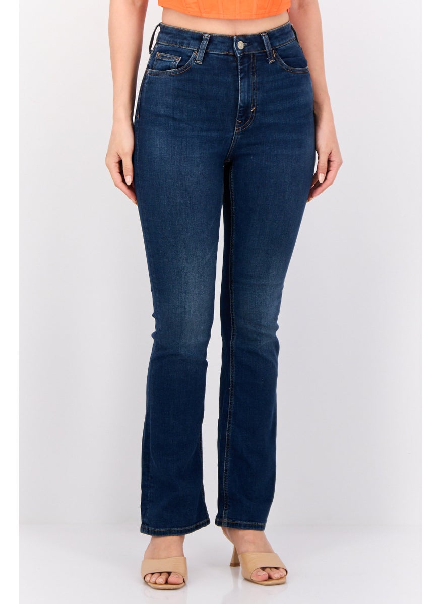ESPRIT Women Regular Fit High Rise Straight Stretchable Jeans, Navy  - Image 1