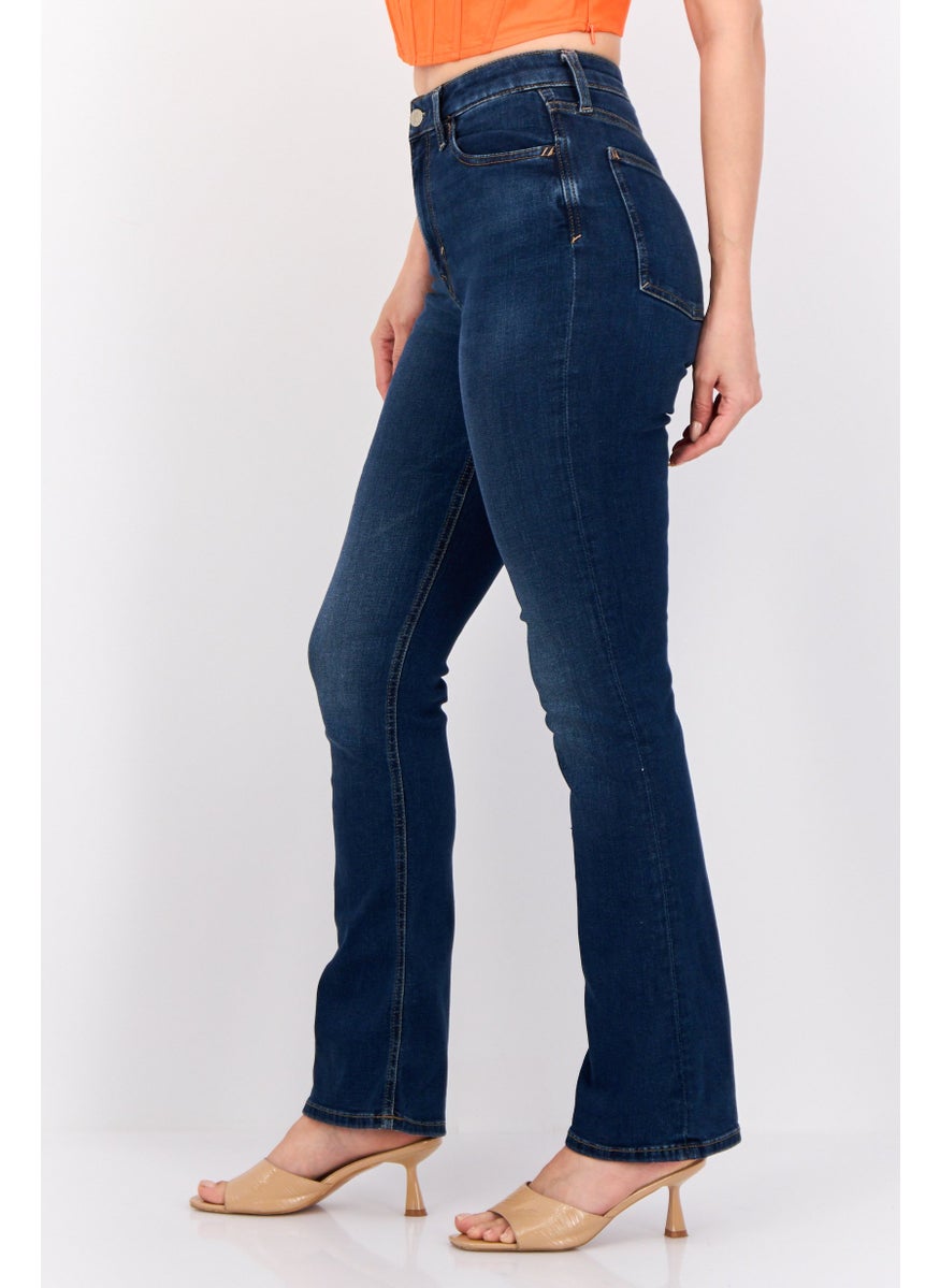 ESPRIT Women Regular Fit High Rise Straight Stretchable Jeans, Navy  - Image 4