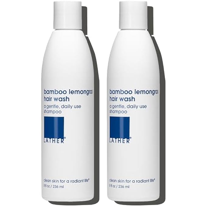 LATHER BAMBOO LEMONGRASS SHAMPOO - LIGHTWEIGHT & NON-GREASY HAIR WASH FORMULA - GENTLE MOISTURIZING SHAMPOO FOR ALL HAIR TYPES - SULFATE FREE - 8 FL OZ BOTTLES (PACK OF 2) - Image 1