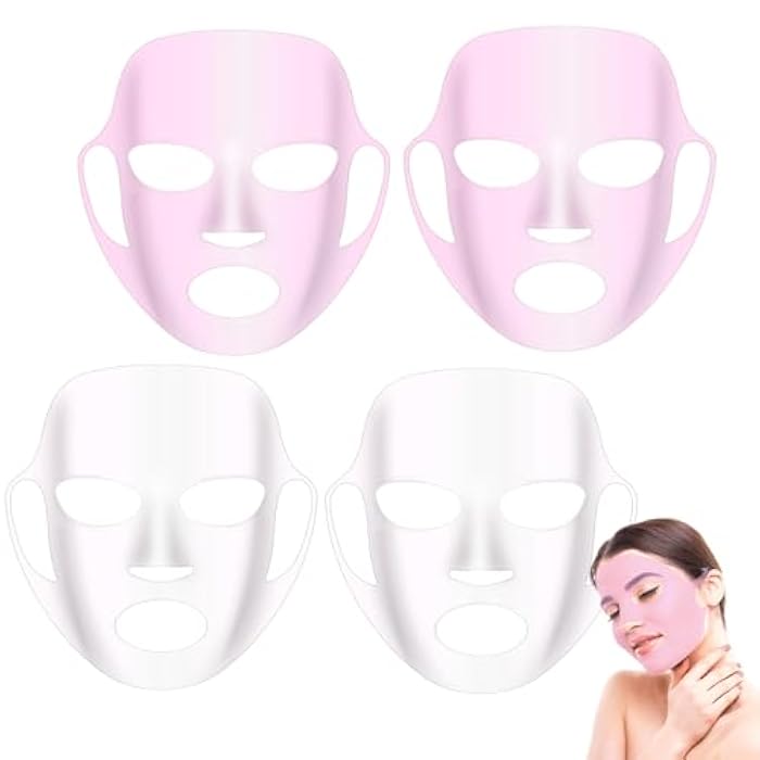 BOHUIZ 4 Pack Silicone Face Mask Cover, Reusable Anti-Wrinkle Face Mask Holder for Sheet Masks Moisturizing Facial Mask Cover Prevent Evaporation Beauty Face Tool Skincare Beauty Spa - Image 1