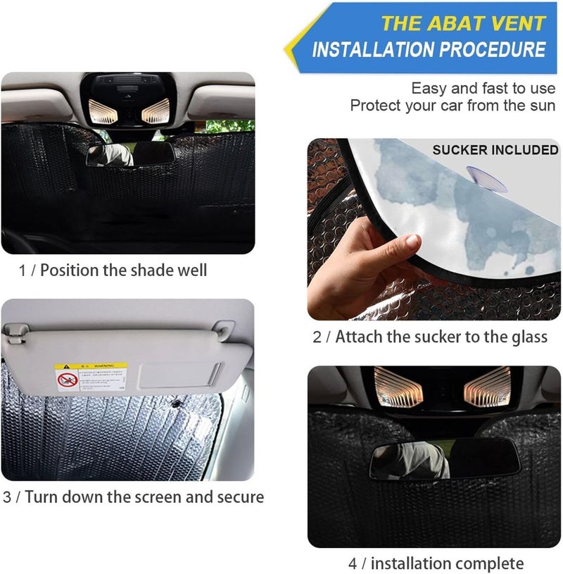 Oarencol Chicken Roosters Car Windshield Sun Shade Watercolor Farm Animal Foldable UV Ray Sun Visor Protector Sunshade to Keep Your Vehicle Cool (55" x 27.6") - Image 5