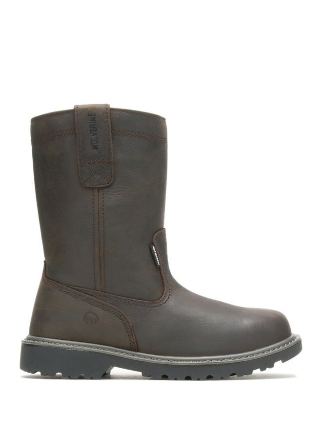 WOLVERINE mens Floorhand Waterproof 10" Soft Toe Work Boot, Dark Brown, 9.5 US - Image 1