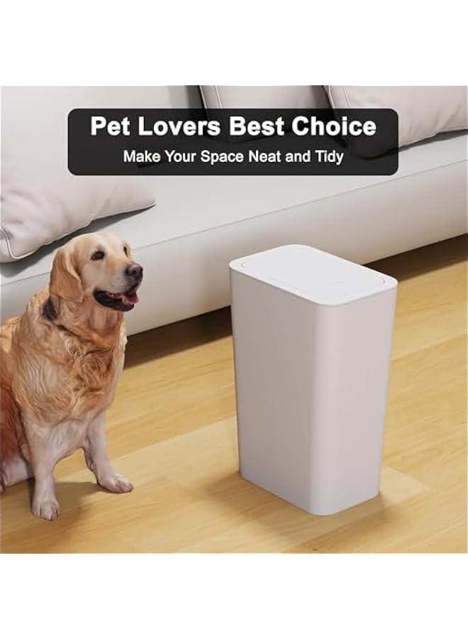 هوكور 3 عبوات سلة مهملات حمام سعة 2.6 جالون / 10 لتر مع غطاء، سلة مهملات مطبخ سلة مهملات صغيرة للحمام والمطبخ وغرفة النوم وغرفة المعيشة والمكتب (أبيض) - Image 3