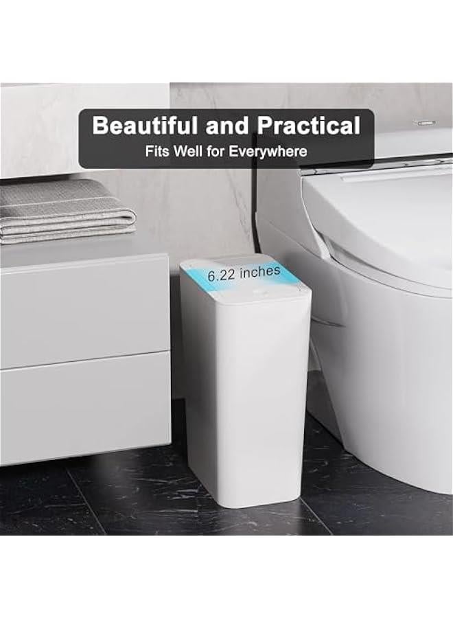هوكور 3 عبوات سلة مهملات حمام سعة 2.6 جالون / 10 لتر مع غطاء، سلة مهملات مطبخ سلة مهملات صغيرة للحمام والمطبخ وغرفة النوم وغرفة المعيشة والمكتب (أبيض) - Image 4