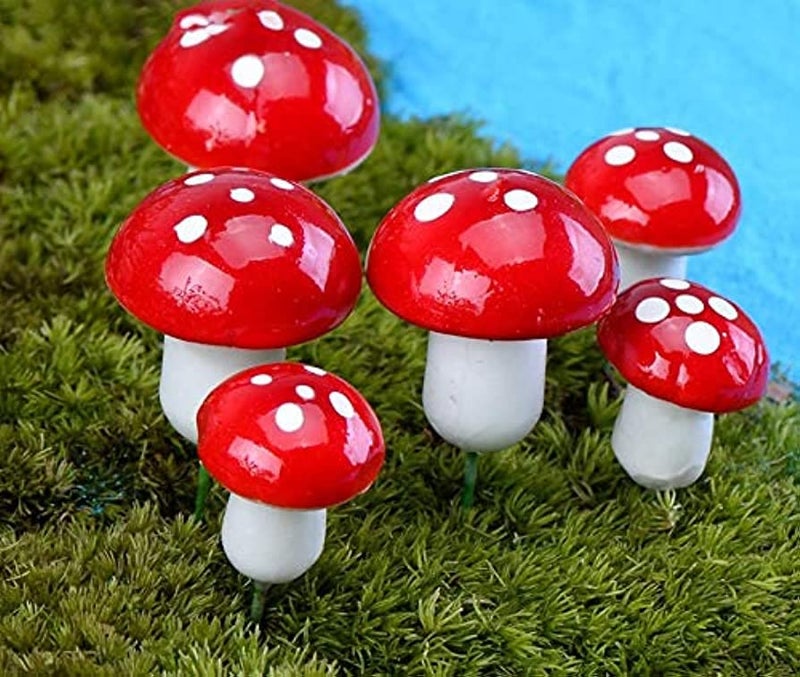 Krisah Resin Miniature Garden Decoration Items 10Pcs Mushroom Stakes With 5pcs Flamingo Ducks (Multicolor) - Image 5