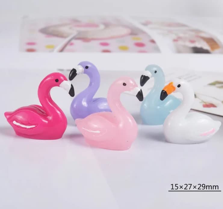 Krisah Resin Miniature Garden Decoration Items 10Pcs Mushroom Stakes With 5pcs Flamingo Ducks (Multicolor) - Image 2