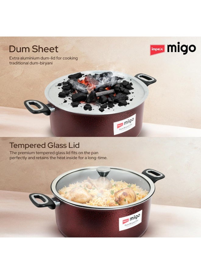 Impex Non Stick Granite Dum Biryani Pot 8 Liter with Extra Dum SS Lid Aluminium Biriyani Pot with 5 Layer Super Granite Coating Gas Stove and Induction Base Chrome Plated Handles 1 Year Warranty - Image 4