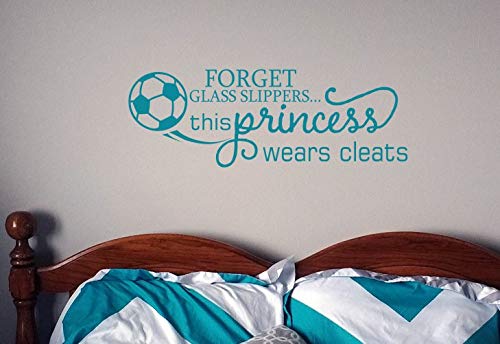 Wall Decor Plus More Soccer Wall Decals for Girls This Princess Wears Cleats Art Decor Quote 23x8-Inch Teal - Image 2