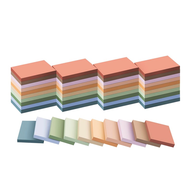 Kozerite (50 Pads) Sticky Notes 1.5x2, Vintage Colors, 10 Colors Self Sticky Notes, Sticky Pads, Recyclable, Self-Stick Pads, Easy to Post for Home, Office, Notebook - Image 1