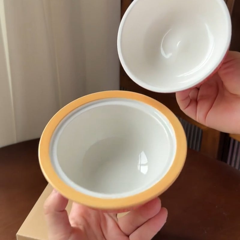 Apple Ceramic Stew Bowl with Lid for Egg Custard, Dessert, Yogurt - Birthday Gift - Image 4