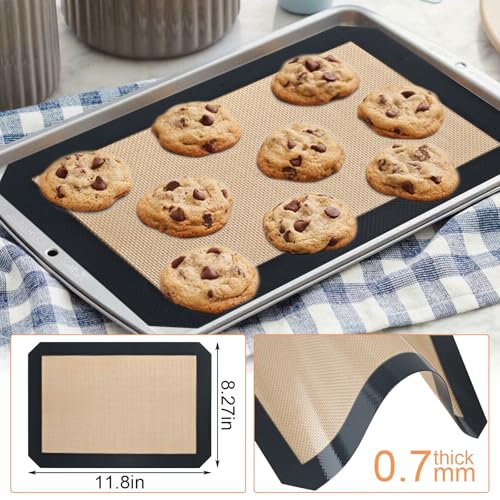 HANWRAPS Silicone Baking Mat,Silicone Mat,2 Pack Reusable Non-Stick Baking Mat,Food Safe Silicone Mats for Baking, Oven Baking Sheet for Making Cookies, Macaroons, Bread,(11.8"L x 8.3"W) - Image 2