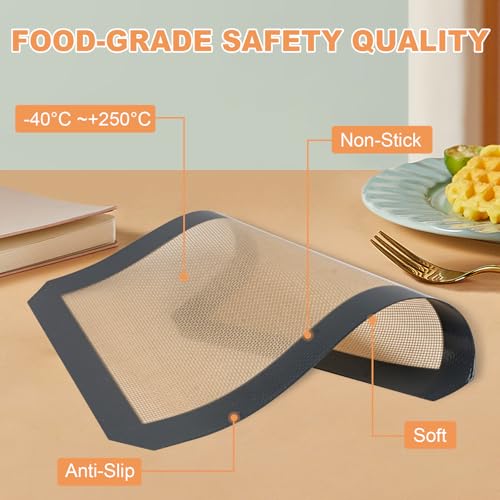HANWRAPS Silicone Baking Mat,Silicone Mat,2 Pack Reusable Non-Stick Baking Mat,Food Safe Silicone Mats for Baking, Oven Baking Sheet for Making Cookies, Macaroons, Bread,(11.8"L x 8.3"W) - Image 3