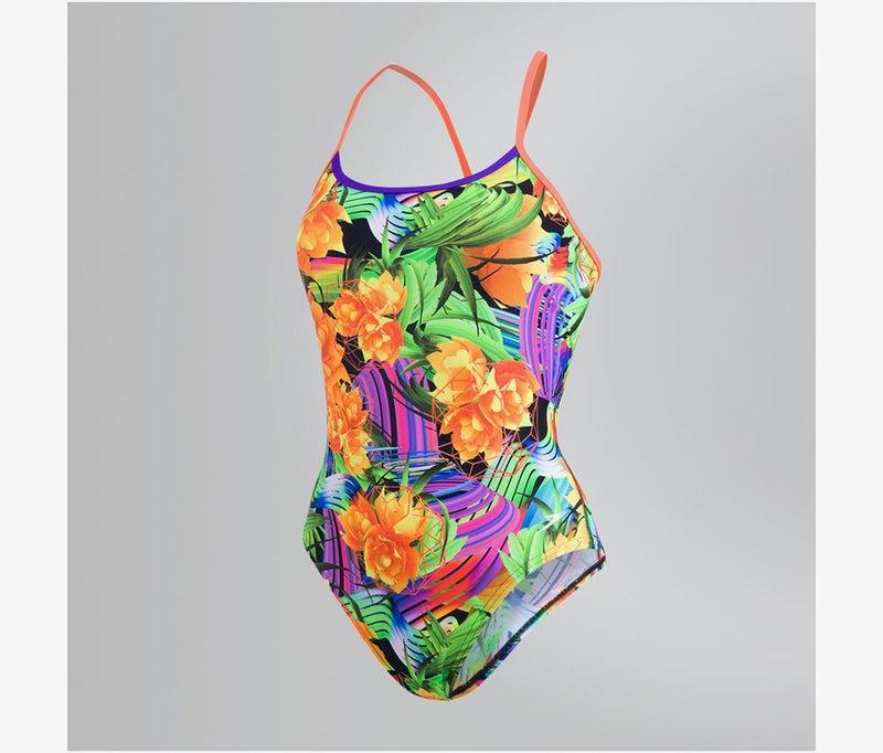 speedo Women Floral Print Swimsuit, Orange Combo