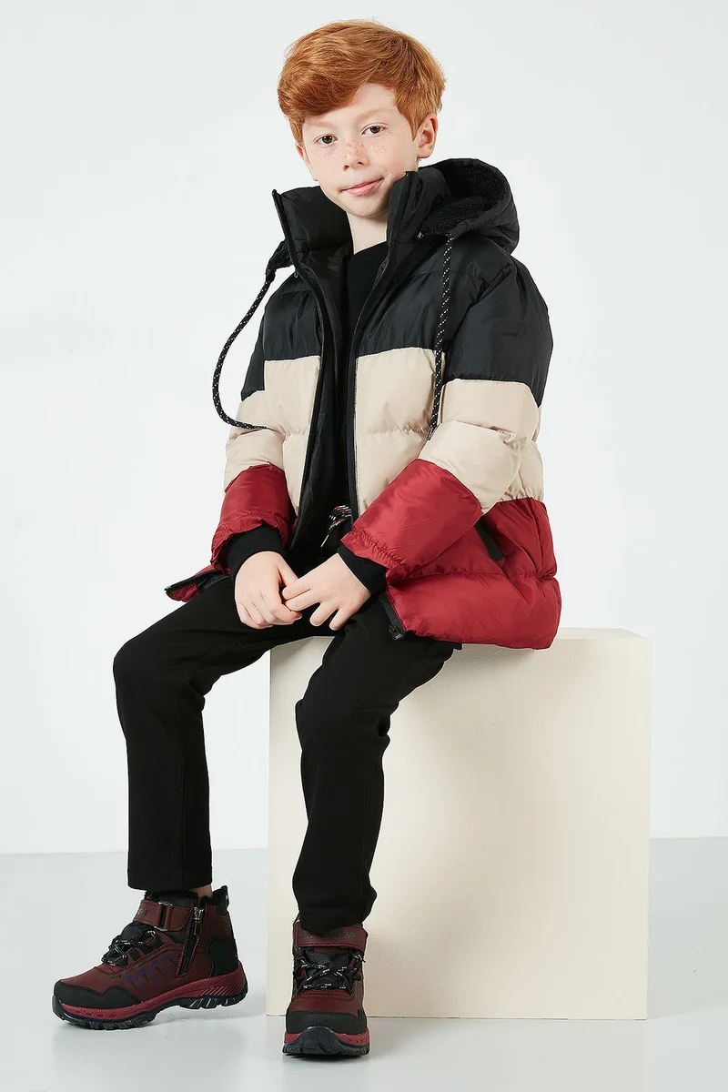 ليلا Plush Lined Removable Hooded Puffer Coat Boy's COAT 57611967