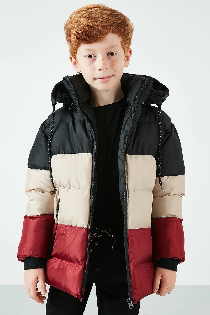 ليلا Plush Lined Removable Hooded Puffer Coat Boy's COAT 57611967