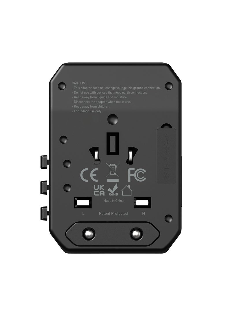 Totulife Universal Travel Adapter – PD 30W Type-C & QC3.0 Fast Charging – Worldwide Plug (UK/US/EU/AUS) - Compact Design with Carry Case  - Image 3