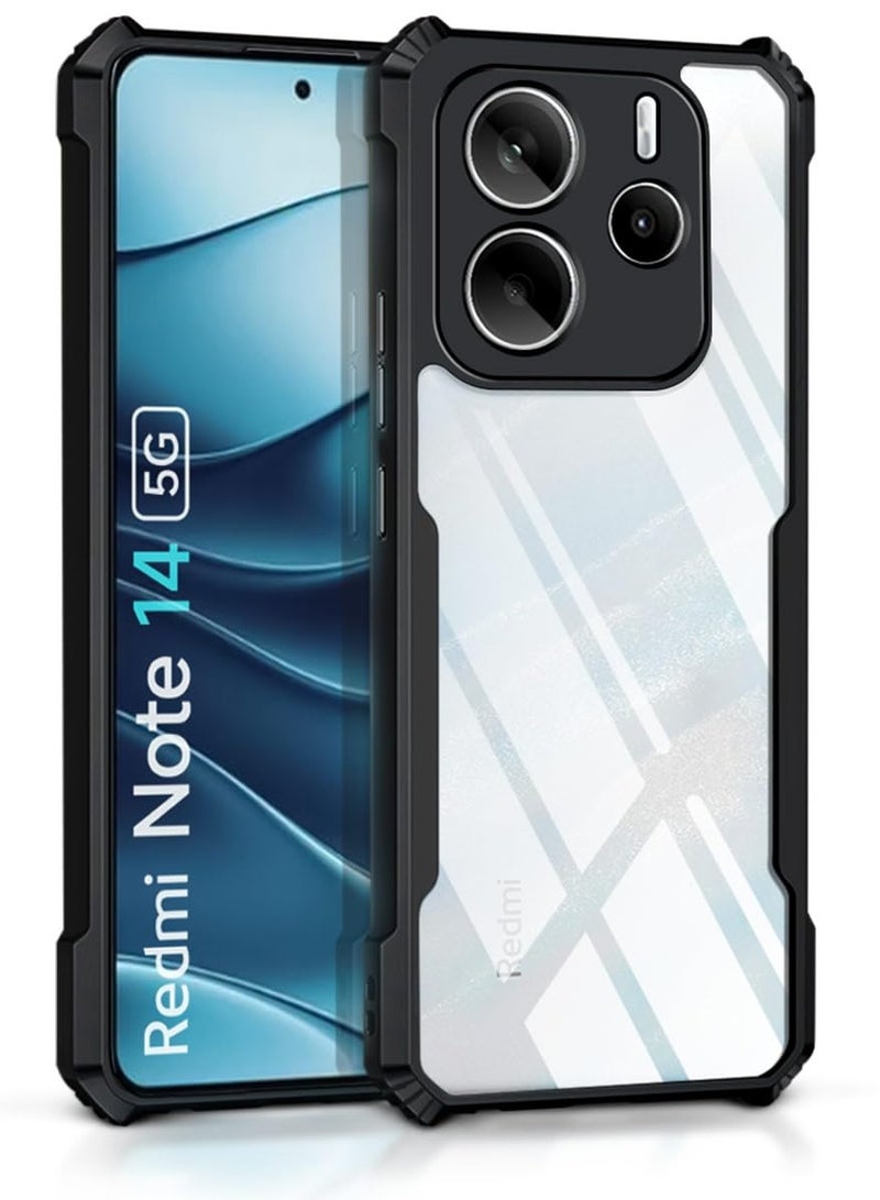 Redmi Note 14 5G Case Cover Camera Protection Shockproof Bumper Edge Acrylic Crystal Clear 360 Degree Protection Transparent Back Case Cover for Redmi Note 14 5G - Image 1