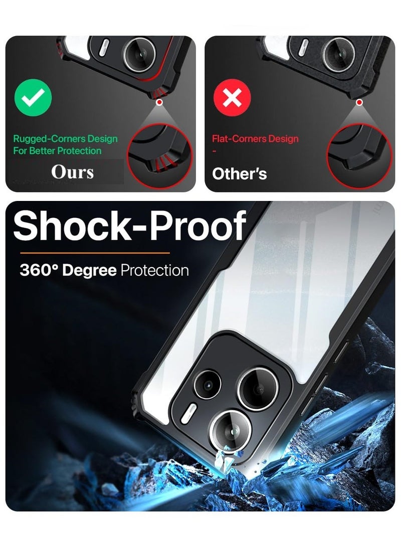 Redmi Note 14 5G Case Cover Camera Protection Shockproof Bumper Edge Acrylic Crystal Clear 360 Degree Protection Transparent Back Case Cover for Redmi Note 14 5G - Image 4
